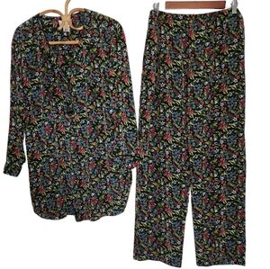 Vintage wild flowers Silky pajama set